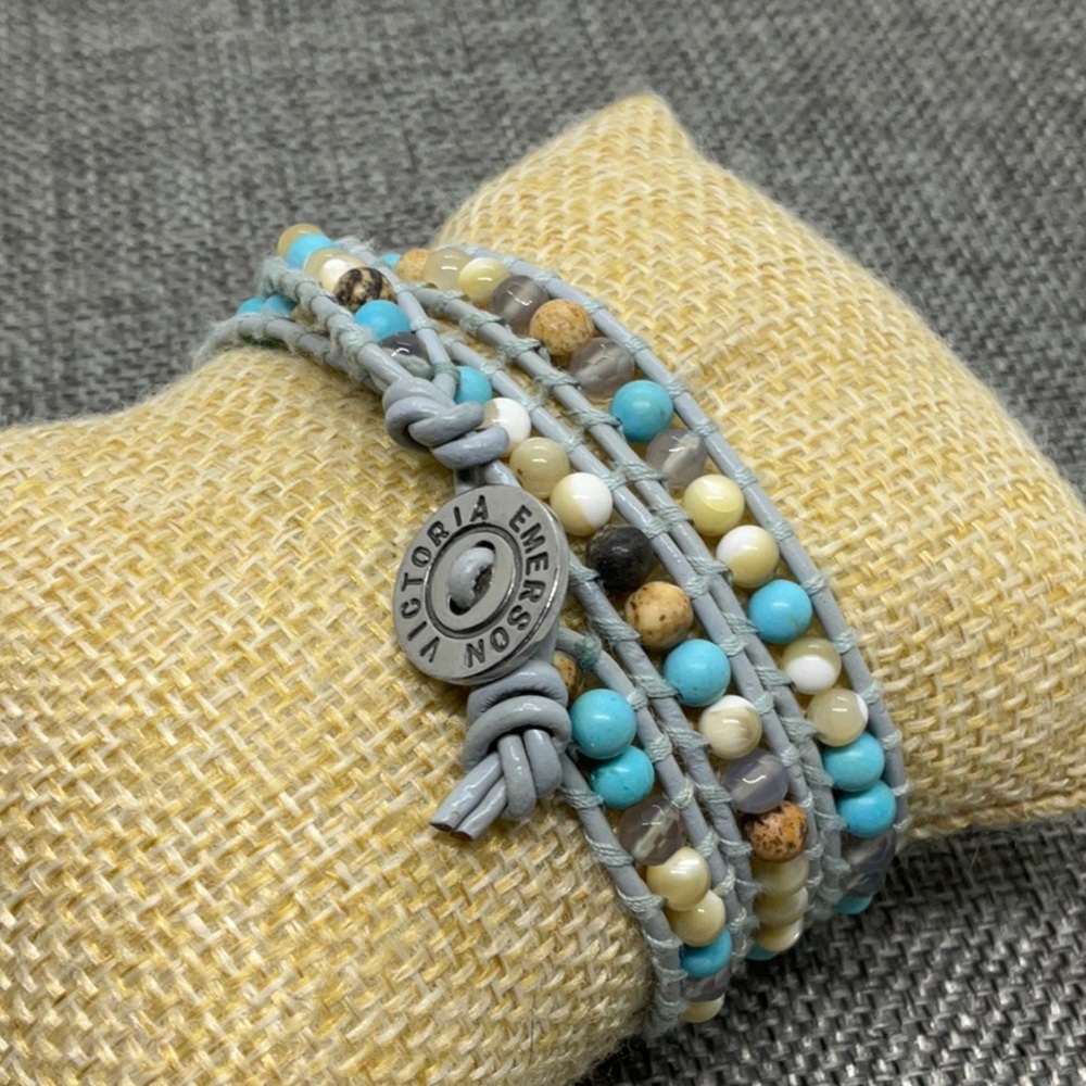 Victoria Emerson Light Blue Beaded Wrap Bracelet - Picture 3 of 4
